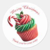 Frohe Weihnachtsbäckerei Cupcake Danke Sticker (Vorderseite)