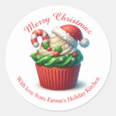 Frohe Weihnachtsbäckerei Cupcake Red Green Sticker (Vorderseite)