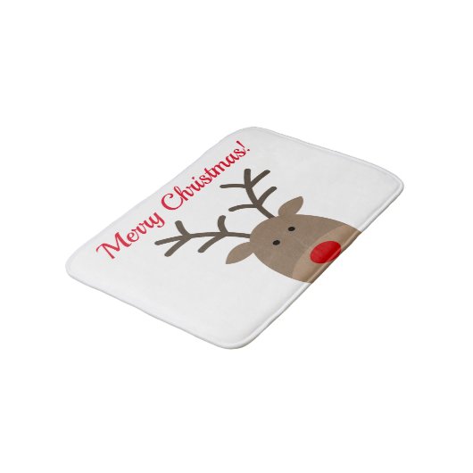 Frohe Weihnachtsbadematte mit niedlichen Rudolf-Re Badematte (Schrägansicht)