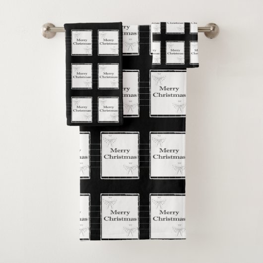 Frohe Weihnachtsbadetücher Sets, Schwarz & Weiß Badhandtuch Set (Insitu)