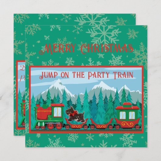 Frohe Weihnachtsbahn Einladung (Vorne/Hinten)