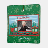 Frohe Weihnachtsbahn Foto Keramikornament (Links)