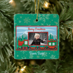 Frohe Weihnachtsbahn Foto Keramikornament