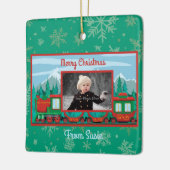 Frohe Weihnachtsbahn Foto Keramikornament (Links)