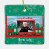 Frohe Weihnachtsbahn Foto Keramikornament (Vorderseite)