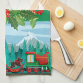 Frohe Weihnachtsbahn Geschirrtuch (Viertel Falte)