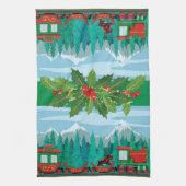 Frohe Weihnachtsbahn Geschirrtuch (Vertikal)