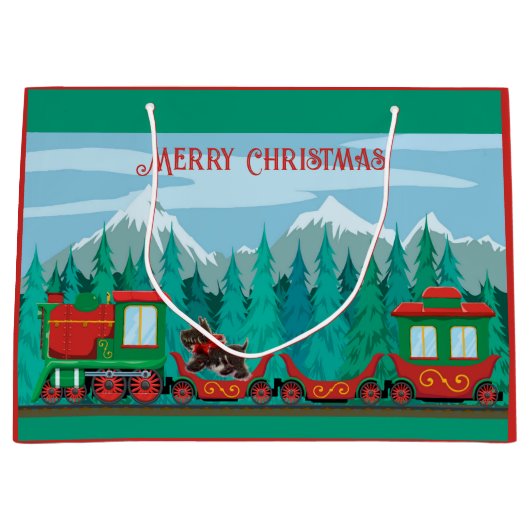 Frohe Weihnachtsbahn Große Geschenktüte (Vorderseite)