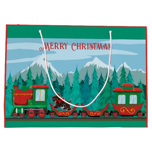 Frohe Weihnachtsbahn Große Geschenktüte (Rückseite)
