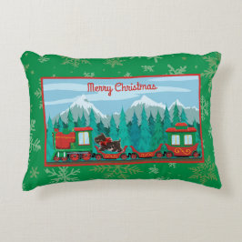 Frohe Weihnachtsbahn mit Hund Dekokissen
