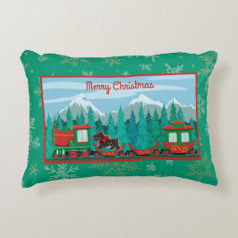 Frohe Weihnachtsbahn mit Hund Dekokissen