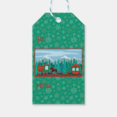 Frohe Weihnachtsbahn mit Hund Geschenkanhänger (Vorderseite)