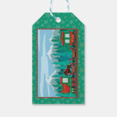 Frohe Weihnachtsbahn mit Hund Geschenkanhänger (Rückseite)