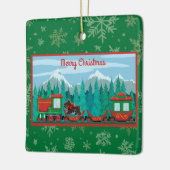 Frohe Weihnachtsbahn mit Hund Keramikornament (Links)