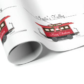 Frohe Weihnachtsbahn Trolley Streetcar Geschenkpapier (Rolleneckpunkt)