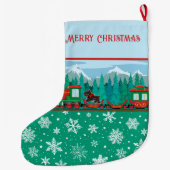 Frohe Weihnachtsbahn und Scotty Hund Großer Weihnachtsstrumpf (Rückseite)