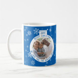 Frohe Weihnachtsball Blue Snowflake Holiday Kaffeetasse