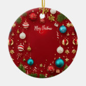 Frohe Weihnachtsball-Keramik Ornament (Vorne)