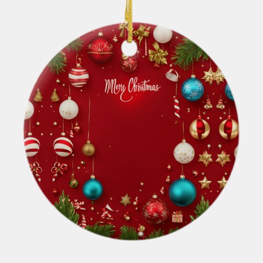 Frohe Weihnachtsball-Keramik Ornament (Hinten)
