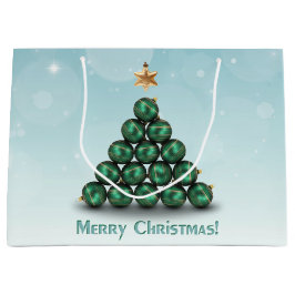 Frohe Weihnachtsbälle Baum Mint Pastel Design Große Geschenktüte