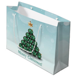 Frohe Weihnachtsbälle Baum Mint Pastel Design Große Geschenktüte