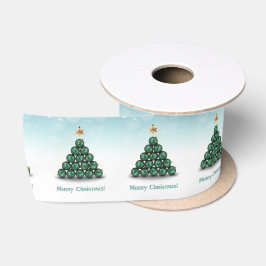 Frohe Weihnachtsbälle Baum Mint Pastel Design Satinband