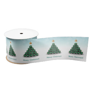 Frohe Weihnachtsbälle Baum Mint Pastel Design Satinband