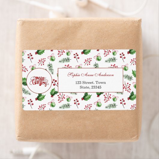 Frohe Weihnachtsbälle Holly Berries Pine Monogram (Insitu)