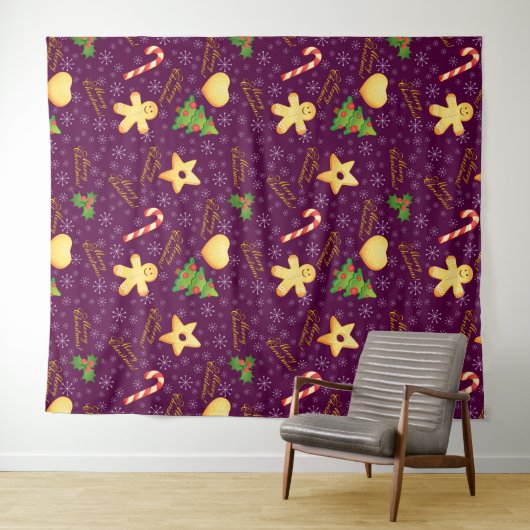 Frohe Weihnachtsbände Wandteppich (Beispiel (Horizontal))