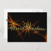 Frohe Weihnachtsbanner auf Schwarz - Urlaub Feiertagspostkarte (Vorne/Hinten)