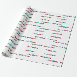 Frohe Weihnachtsbanner mit Schneeflocken und rotem Geschenkpapier