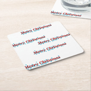 Frohe Weihnachtsbanner mit Schneeflocken und Rotte Rechteckiger Pappuntersetzer