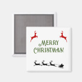 Frohe Weihnachtsbanner Red Reindeer Magnet (Vorderseite/Rückseite)