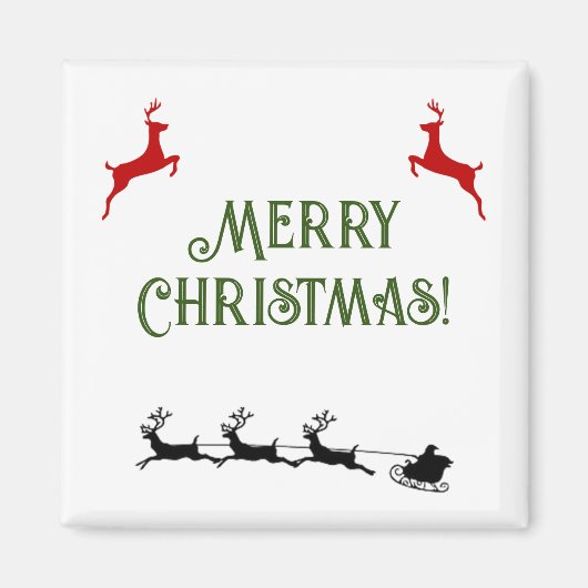 Frohe Weihnachtsbanner Red Reindeer Magnet (Vorne)