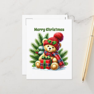 Frohe Weihnachtsbär anpassbar Feiertagspostkarte