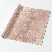 Frohe Weihnachtsbär Black Blush Rose Gold Glitzer Geschenkpapier (Ungerollt)