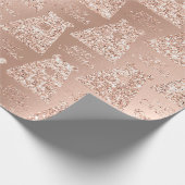 Frohe Weihnachtsbär Black Blush Rose Gold Glitzer Geschenkpapier (Ecke)