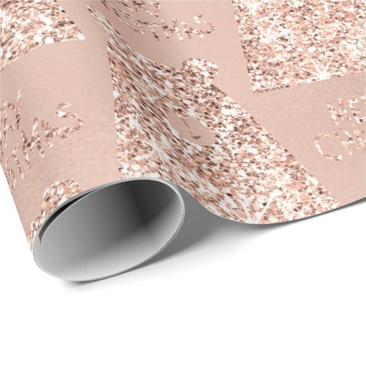 Frohe Weihnachtsbär Black Blush Rose Gold Glitzer Geschenkpapier (Rolleneckpunkt)