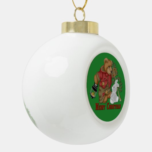 Frohe Weihnachtsbär & Bunny Ball Ornament (Links)