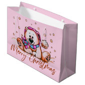 Frohe Weihnachtsbär Niedlich Große Geschenktüte (Vorderseite Schrägansicht)