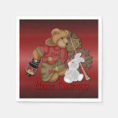 Frohe Weihnachtsbär Red Holiday Napkins Serviette (Vorderseite)