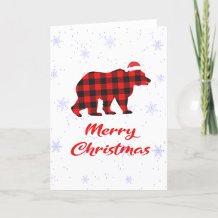 Frohe Weihnachtsbär Red Kariert Buffalo Feiertagskarte