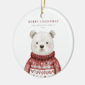 Frohe Weihnachtsbären in einem Pullover Keramik Ornament (Links)