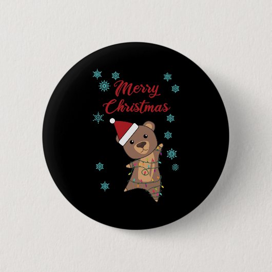Frohe Weihnachtsbären Schnee Winterbär Teddy Button (Vorderseite)