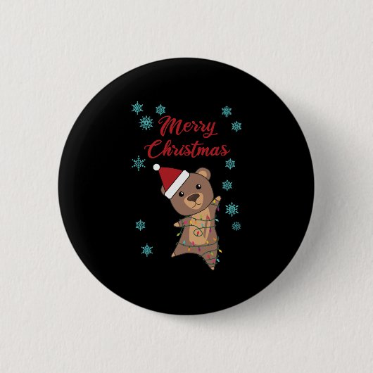 Frohe Weihnachtsbären Schnee Winterbär Teddy Button (Vorderseite)