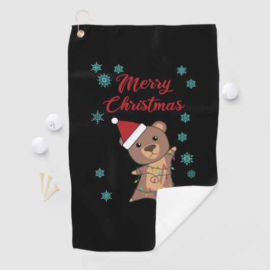 Frohe Weihnachtsbären Schnee Winterbär Teddy Golfhandtuch (Insitu)