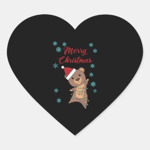 Frohe Weihnachtsbären Schnee Winterbär Teddy Herz-Aufkleber