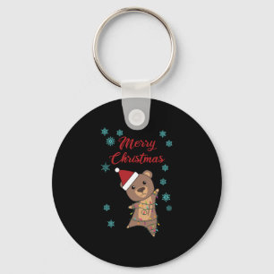 Frohe Weihnachtsbären Schnee Winterbär Teddy Schlüsselanhänger
