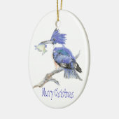 Frohe Weihnachtsbärtler - Vogel, Natur Keramik Ornament (Links)