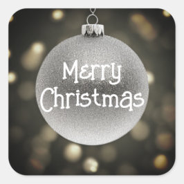 Frohe Weihnachtsbauble Quadratischer Aufkleber